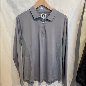 FootJoy Gray Long Sleeve Polo Smooth Performance Top